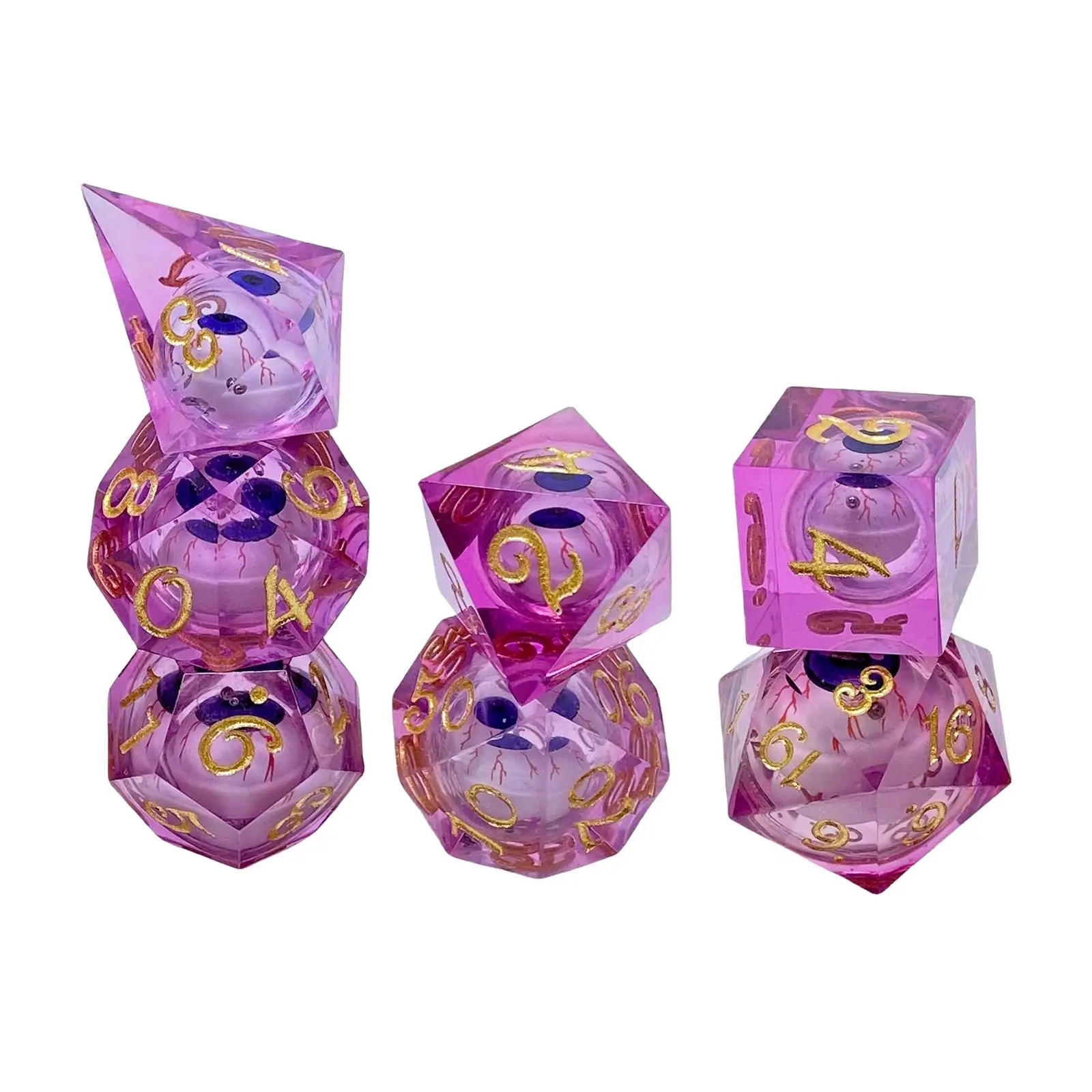 

7x Resin Dices Set Dice Games Set Multi Side Dice Set Handmade Dice Family Games Accessaries for Cafe Math Learning Toys Party