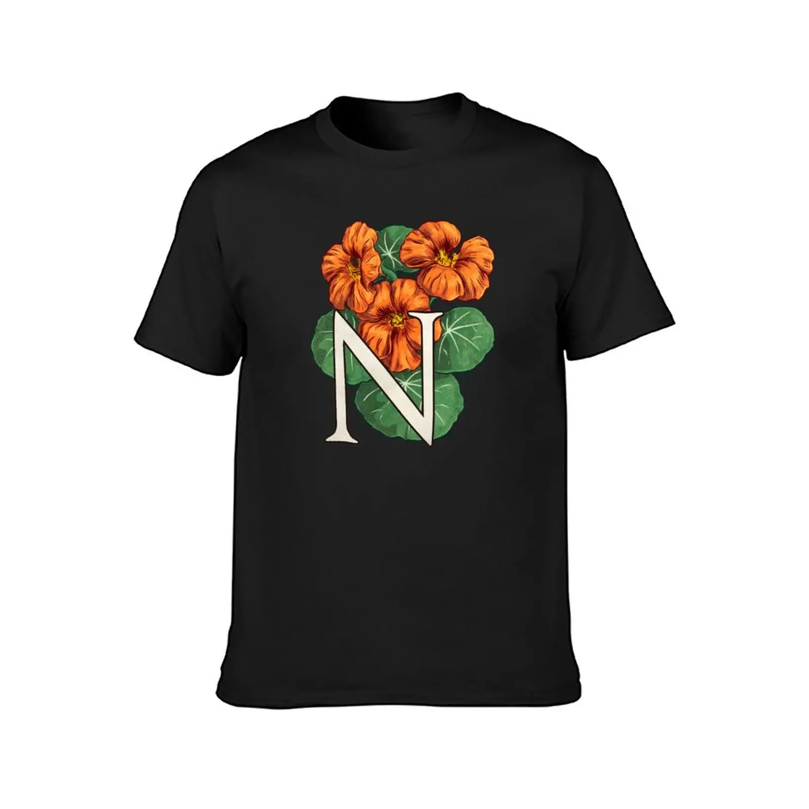 N is for Nasturtium - full image T-Shirt new edition Short sleeve tee quick-drying Aesthetic clothing plain t shirts men