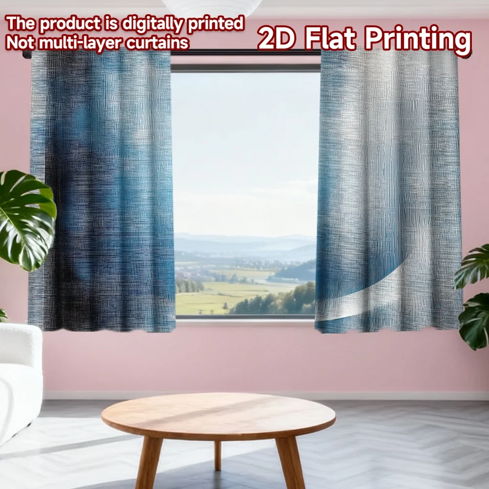 

2D flat printing 2pcs Window Curtains Blue Misty Dreamscape Digital Printed Polyester Drapes Birthday Party for living room