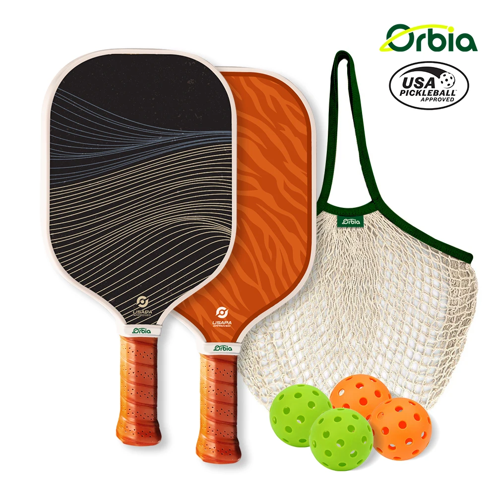 Orbia Sports Pickleball Paddles Set USAPA Approved Glass Fiber Surface 2 Paddles 4 Pickleballs and Carry Net Bag