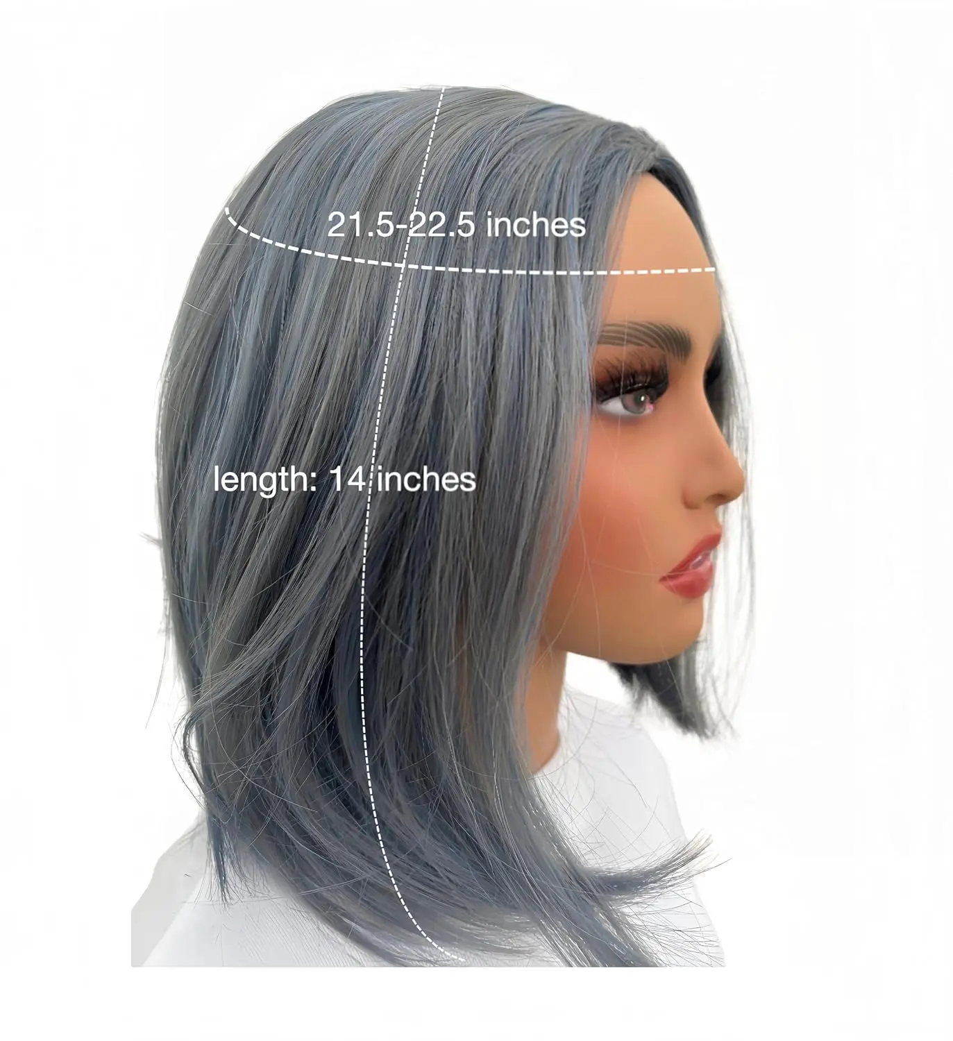 Wig Hair Woman Syntheic Wig Material Straight Bob Style Beauty and Personal Care Light Grey Blue Color Modern Style Wig Cap