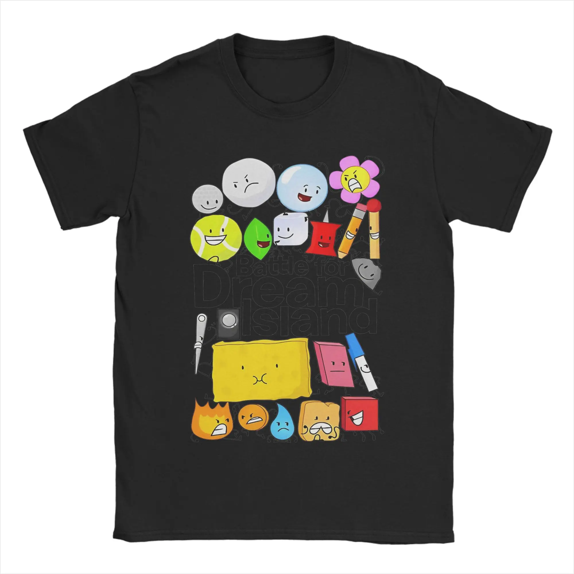 

Funny BFDI Inanimates Insanitys Cartoon Tshirts Men's Crewneck Short Sleeve Tops Battle for Dream Island Cotton Summer TopsTops