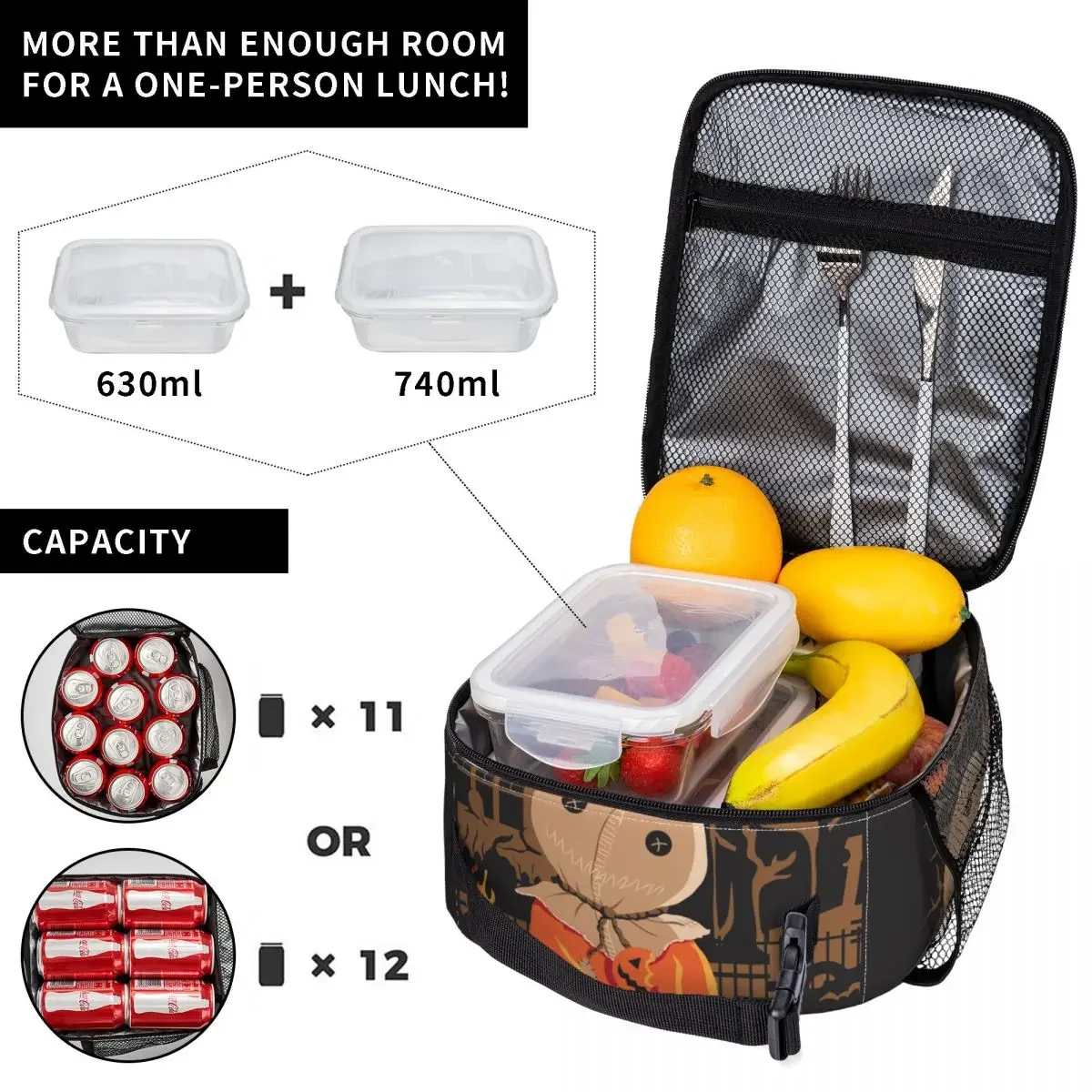 Halloween Horror Film Trick R Treat Sam Pumpkin Lunch Box Women Multifunction Cooler Thermal Food Insulated Lunch Bag Office