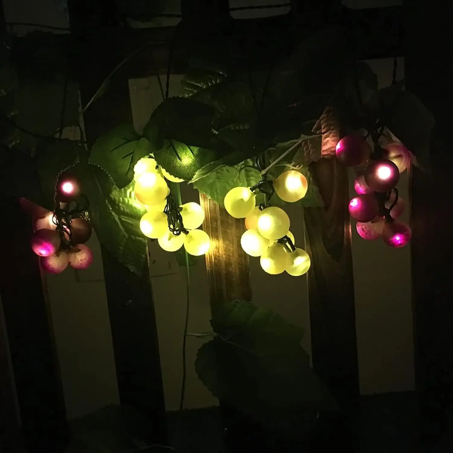 Solar Grape String Lights 80LED Artificial Fruit Fairy Vine Lamp Outdoor Waterproof Garden Fence Patio Wedding Party Warm White