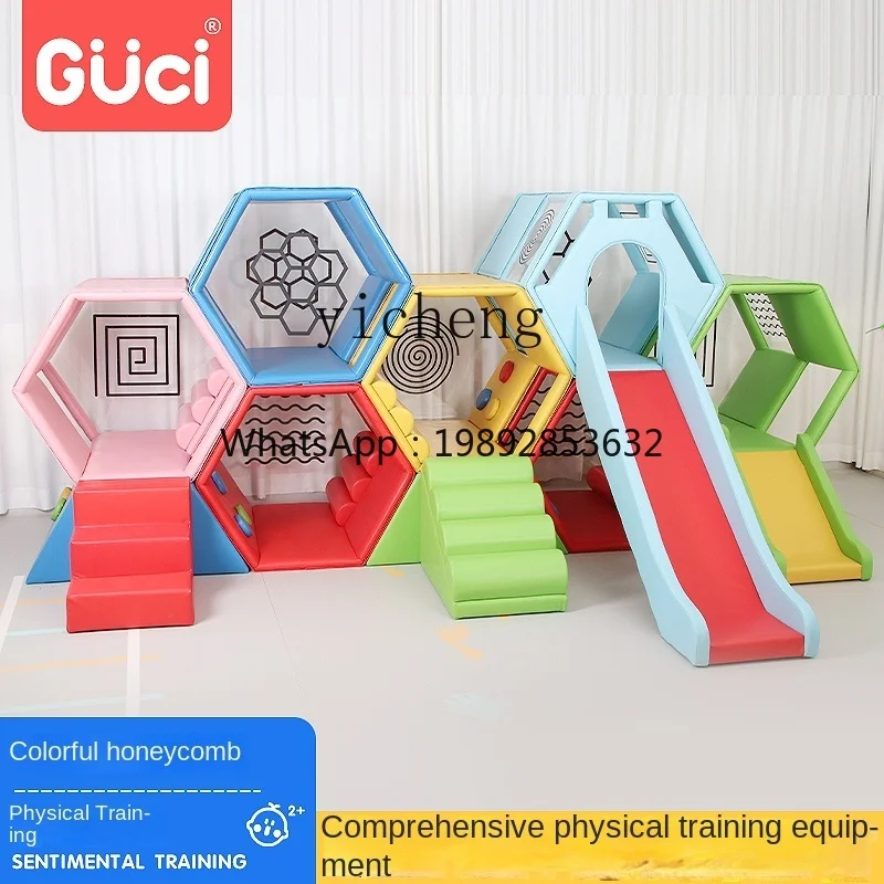 XL Early Education Center Crawling Climbing Combination Children's Honeycomb Soft Slide Sensory Training Equipment Toy