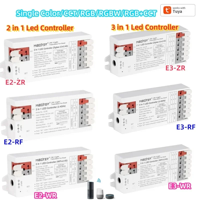 Milight 2/3 WR ER 2/3 in 1 Led Controller RF WiFi/Zigbee3.0+2.4G DC12-24V for Single color/CCT/RGB/RGBW/RGB+CCT LED Strip Light