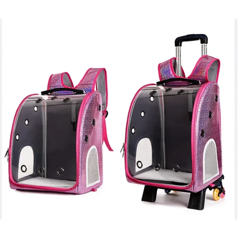 The capsule bag carrying pet pet packaging Dog Cat Carrying Backpack Pet Travel Carrier with Double Wheels