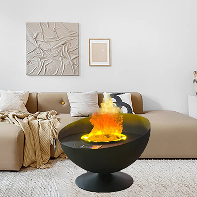Modern 3D Mist Fire Pit LED Simulated Flame Vapor Fireplace Ethanol Freestanding Steel Fireplace for Indoor Hotel Use