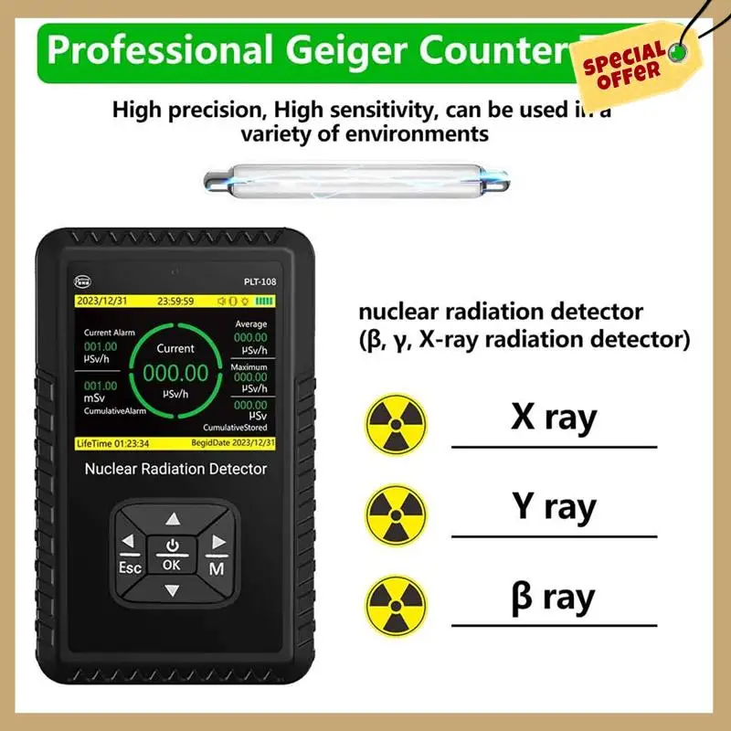 Stable Performance-Geiger Counter Nuclear Radiation Detector - Portable Handheld Beta Gamma X-Ray Radiation Monitor Meter With L
