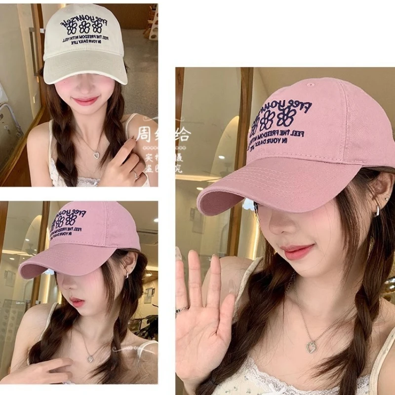 

Flower Embroidered Baseball Cap for Women Outdoor Travel Hat Men Snapback Sun Caps Soft Cotton Hip Hop Dad Trucker Hats