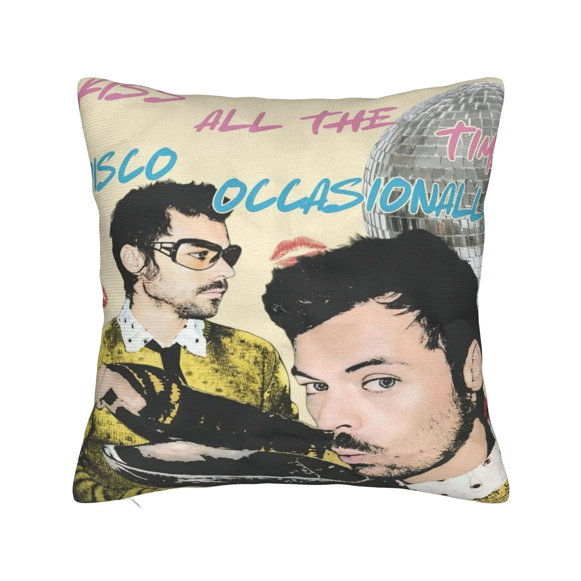 Harrys Styles Kiss All The Time Disco Pillow Cover  Vintage Pillow Case For Sofa Bedroom Home Decor Custom Pillowcases
