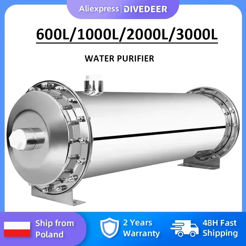 DIVEDEER PVDF Membrane d'ultrafiltration 600L ~ 3000L système de filtre à eau 0.01 microns filtre pour toute la maison en acier inoxydable