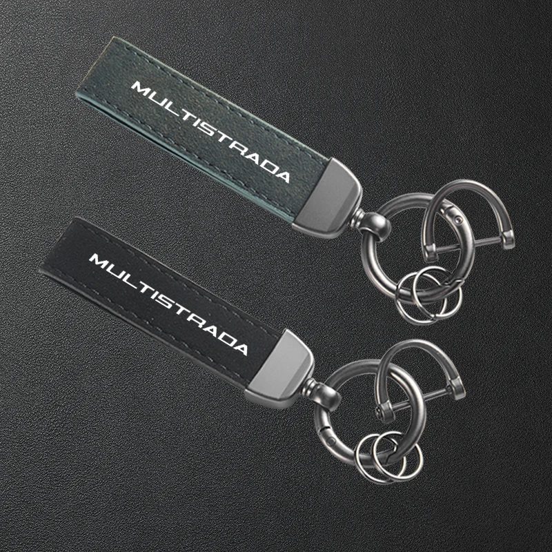 

For Ducati Multistrada 950 1100 1200S/GT 1260 S V4S V4 V2 V2S Motorcycle Keyring High-Grade Leather Suede Keychain Accessories