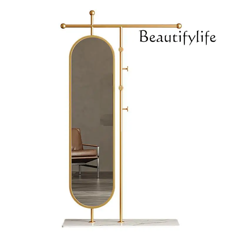 

Swiss light luxury hanger floor-to-ceiling bedroom living room with mirror rotatable multi-functional premium coat rack