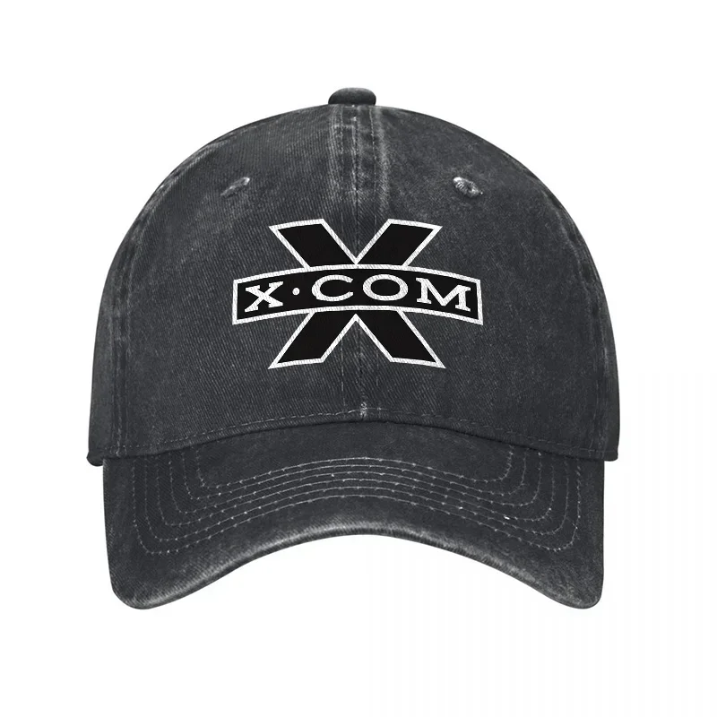 Casquette de baseball en toile délavée avec logo X COM, style vintage, réglable, pour hommes et femmes, accessoire de mode streetwear décontracté