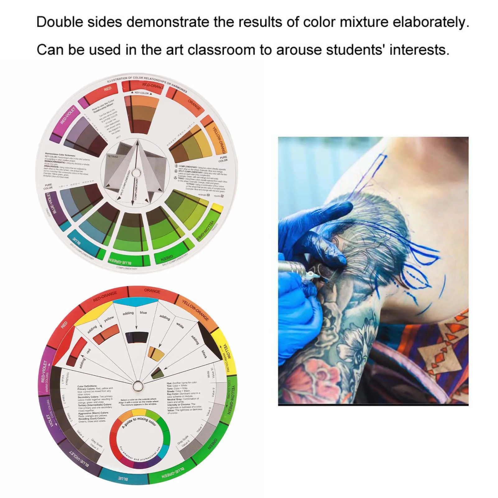 Color Wheel Chart Mix Color Guide Tattoo Pigment Mix Color Wheel for Permanent Eyebrow Lip Tattoo