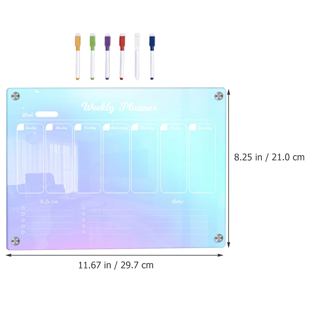 

1 set Magnetic Weekly Planner Dry Erase Schedule Fridge Message Transparent Acrylic To-Do List Reminder Kitchen Organizer