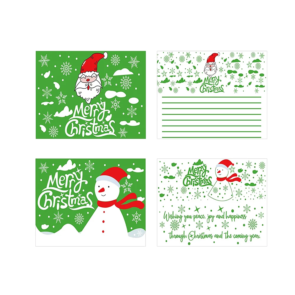 Christmas Green Merry Christmas Greeting Cards Double Sided without Envelopes 4 X 6 Inch Holiday Christmas Thank You Cards