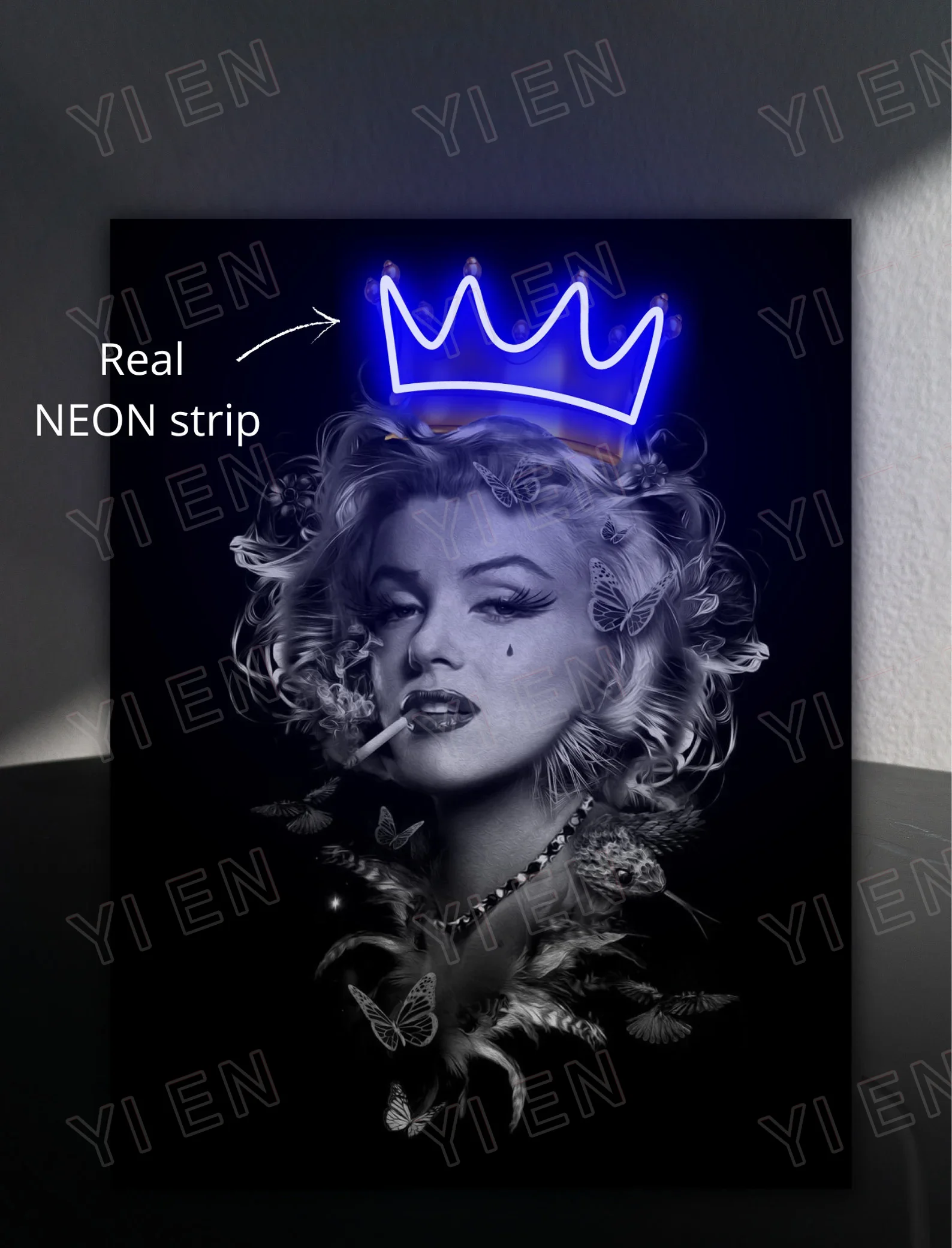 Imagem -02 - Sinal de Néon Coroa Feminina com Arte Led Neon Art Print Mulher Pop Art Artwork