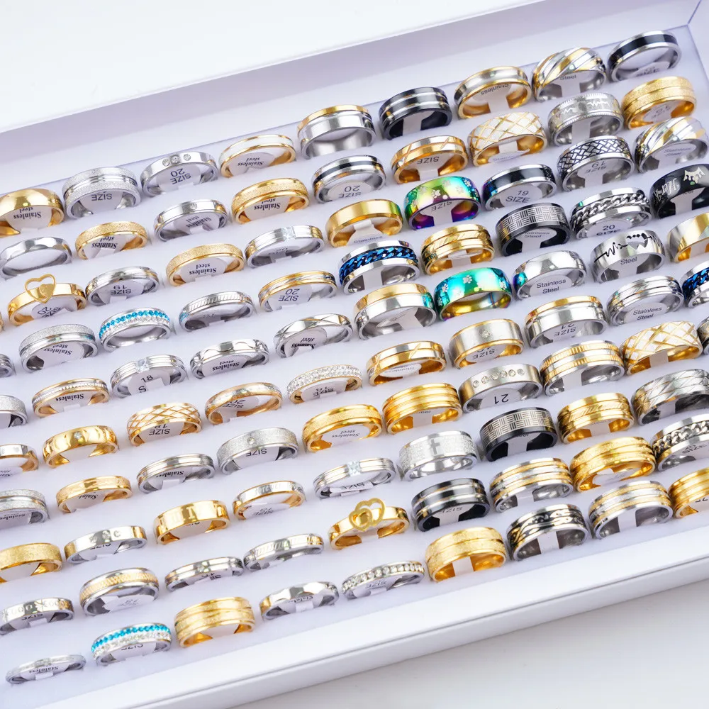 خواتم إصبع من الفولاذ المقاوم للصدأ للرجال والنساء ، تلبيس الكرة ، إكسسوارات المجوهرات ، نمط مختلط ، حفل زفاف ، هدايا الموضة ، 20 * ، الكثير #4