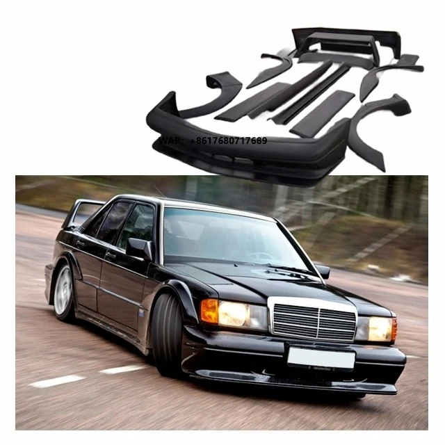 

YUNZ AUTO Body Kit for 190E W201 EVO 2 Fiber Glass Upgrade Front Rear Bumper Fender Side Diffuser