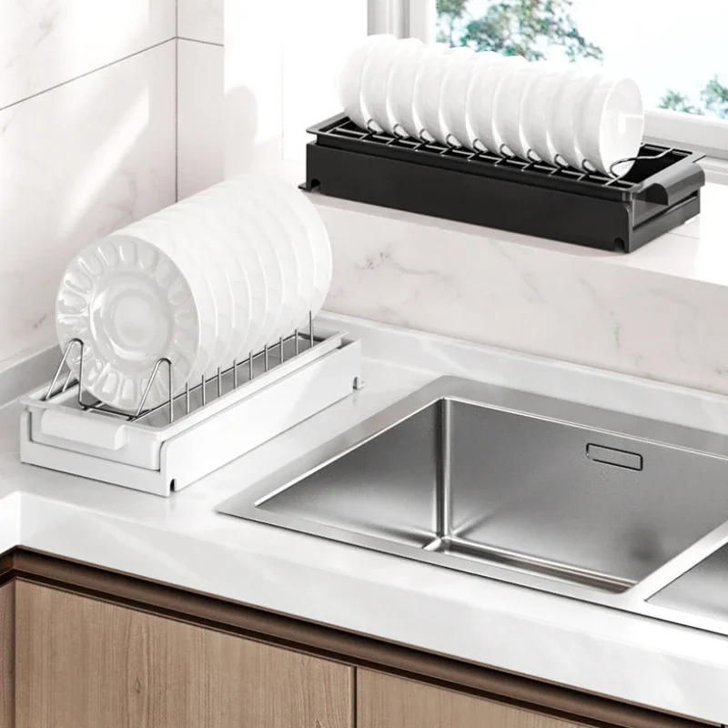 Kitchen Pull-out Dish Rack Drawer, Drying Rack, Sliding Bowls, Dishes Drainer, Sink Cabinet Organizer, Tableware Holder