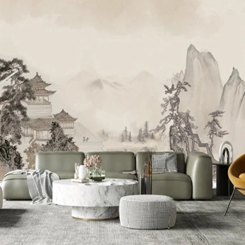 MU8022 Mural Wallpaper 3D Hand-painted Oil Painting Landscape Abstract Chinese Style Wall Painting Living Room Bedroom Home Deco