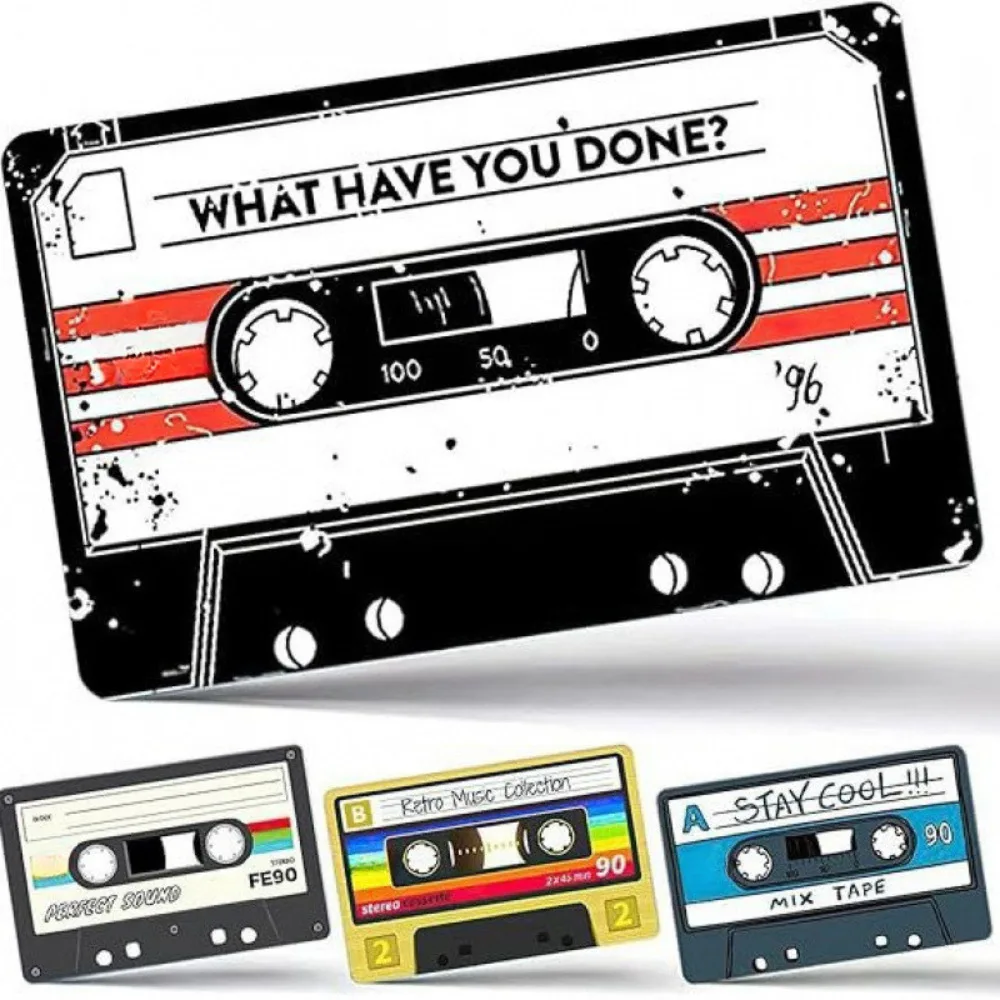 

4Pcs Retro Cassette Tapes Records Credit Card Membership Card Bank Cards Stickers Bank Debit Skin Covers Decals Decoration