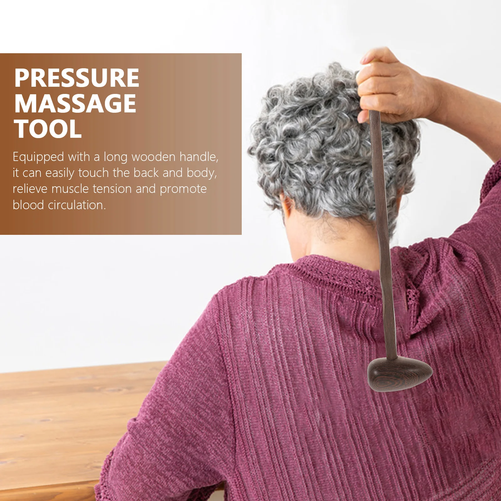 

1pc Wooden Massage Hammer Portable Acupoint Body Therapy Knocker For Back Tension Relief Handheld Massager Stick For Office Home