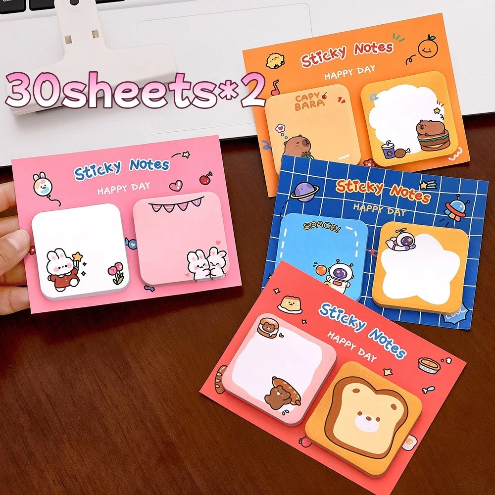 240/480sheets Sticky Note Combination Capybara Astronaut Message Notes Sticky Note Paper Student Adhesive Stationery