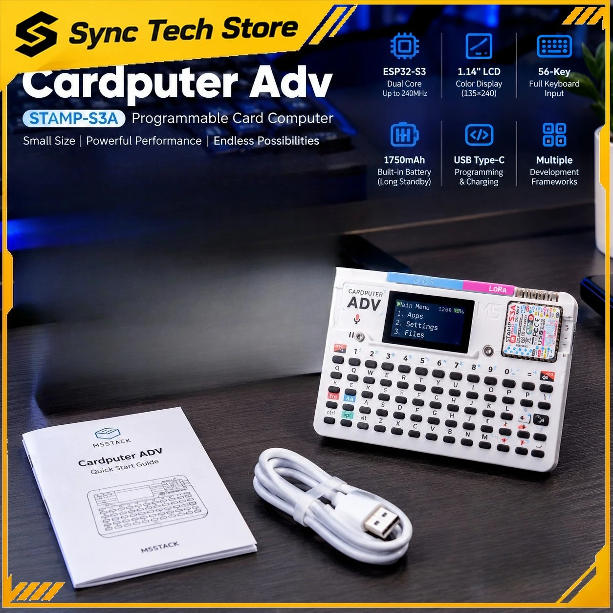 M5Stack Cardputer Adv Stamp-S3A ESP32-S3 Card Computer 56 Keys Programmable Dev Board 1.14