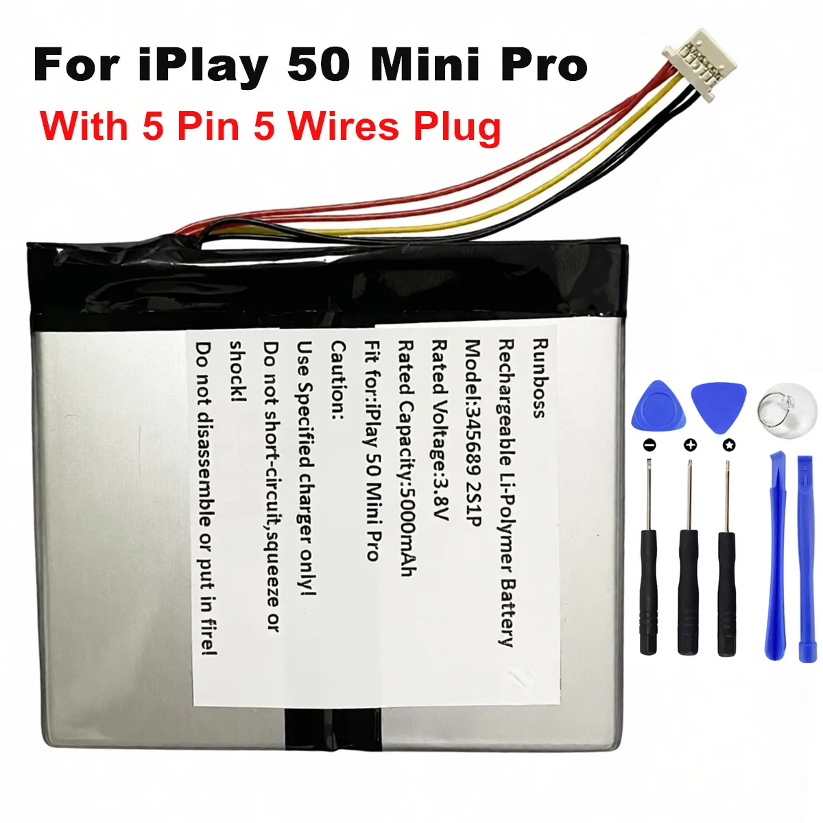 3.8V 5000mAh Tablet PC Rechargeable Lithium Polymer Battery For ALLDOCUBE IPlay 50 Mini IPlay50 Mini 8.4inch 5 Pin 5 Wires Plug