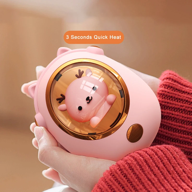 Animal Space Capsule USB Hand Warmer Two-position Adjustment Colorful Ambient Light Portable Heater Gadgets To Keep Warm