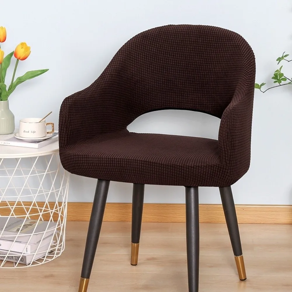 Universal Jacquard Curved Chair Covers Spandex Hollow Back Arc Armchair Covers Elastic Dining Chair Covers For Home Living Room