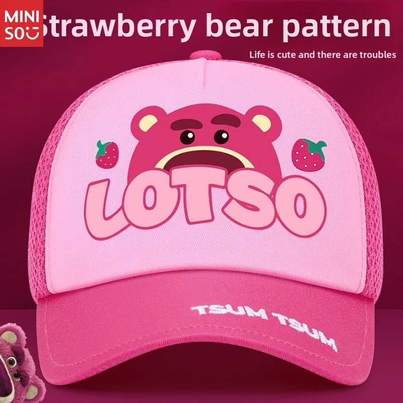 Disney Strawberry Bear Kinderhoed Zonnebrandcrème Girl Shade Baseball Cap Dames Nieuwe meisjesbescherming tegen buiten
