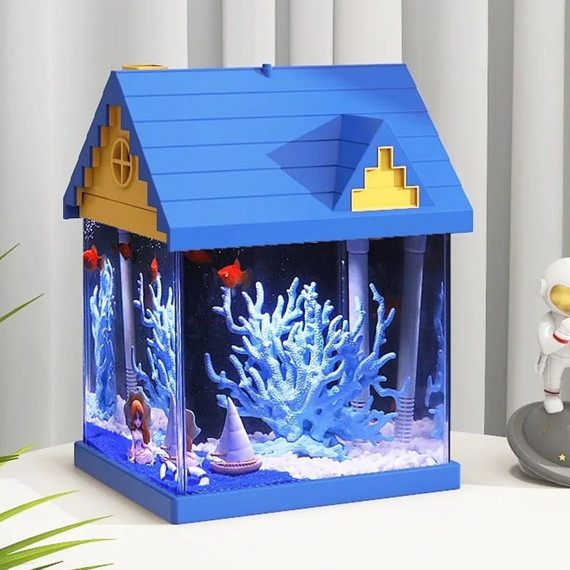 

2025 New Sensen Cabin Diary Fish Tank Living Room Small Super White Glass Fish Tank Ecological Desktop Landscaping Golden Fish T