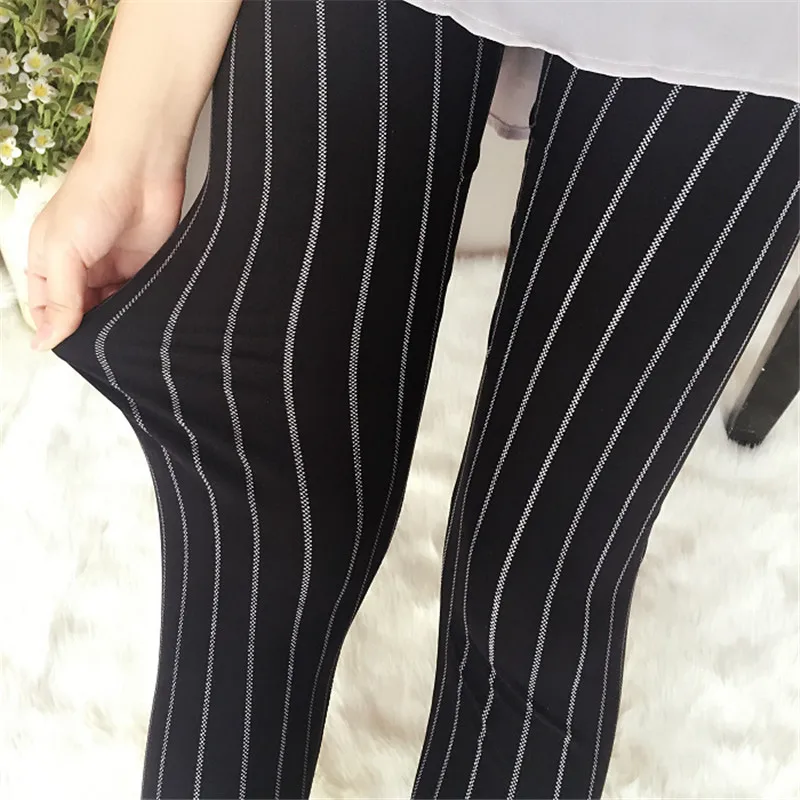 

New Black -Stripe Printed Leggings Fitness Women Slim High Waist Elastic Workout Pants Sport Running Push Up Gym Sportswear