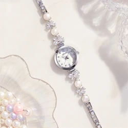 Elegant Women Watch Full Round Diamond Zircon Jade Butterfly Pearl Silver Strap Round Case Luminous waterproof Quartz Watch