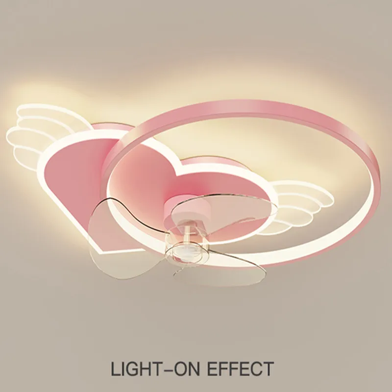 

Cartoon Pink Girl Bedroom Lamp With Fan Creative Personality Light Luxury Ceiling Lamp Fan Kids Children Room Decoration Light