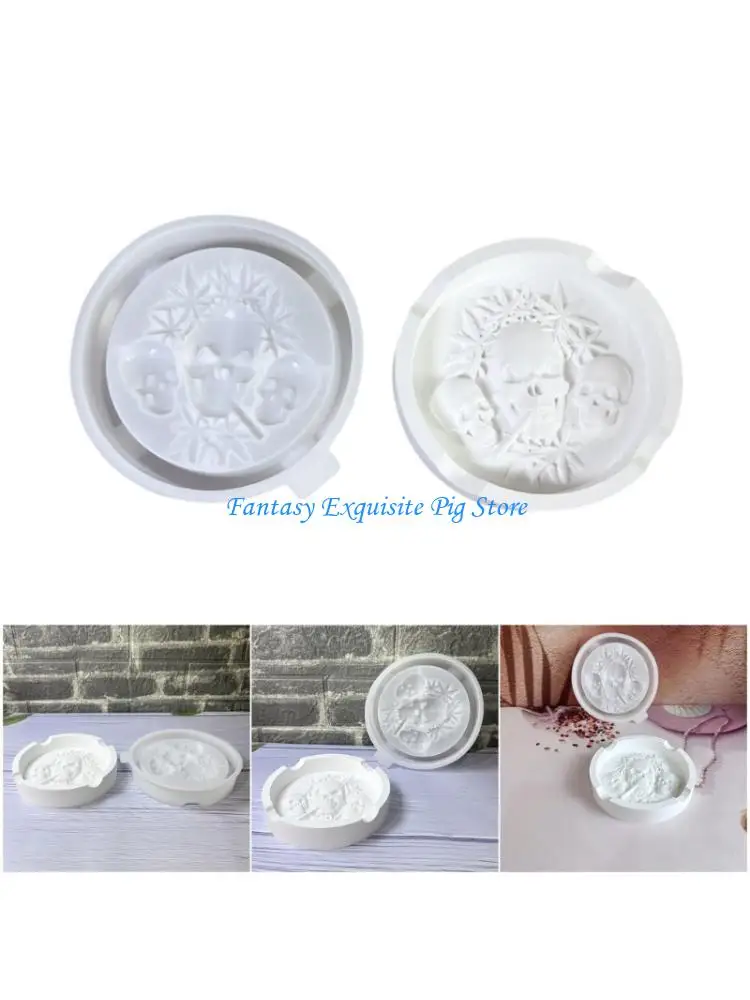 Detailed Skull Silicone Craft Mold Washable Flexible For Resin Concrete Creations Unique Ashtray Gift Making Accessory