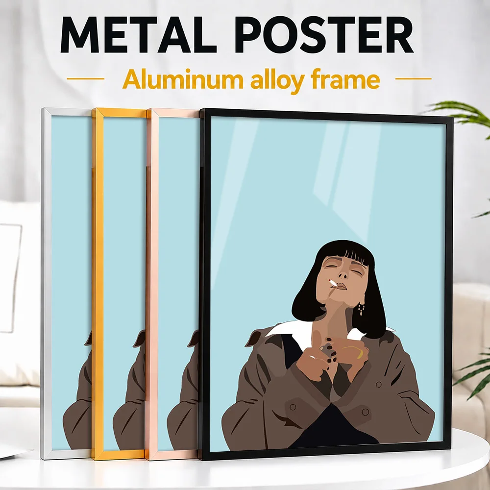 Mia Wallace Pulp Fiction Framed Metal Print Customized Photo Dramatic Story Style Wall Art For Living Room Ideal Birthday Gift