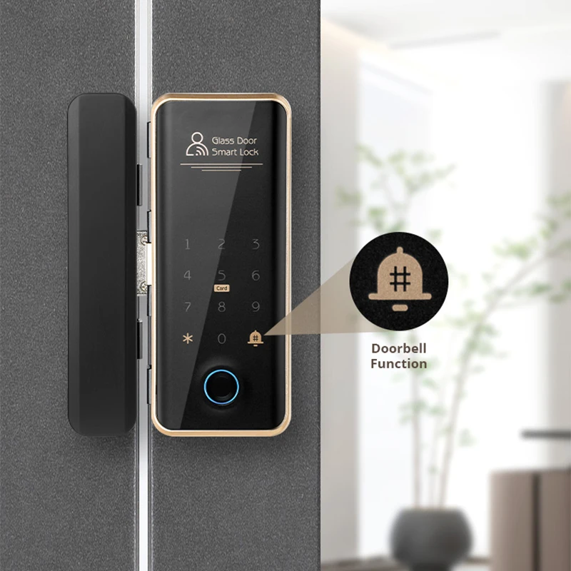 TTLOCK Smart Lock for Glass Door Bluetooth App Fingerprint Password Card Code Electronic Door Lock with Doorbell Sliding Door