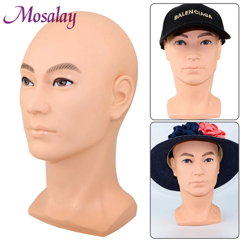 Male Training Head Bald Mannequin Head Wig Stand Manikin Doll Head for Wig Making Display Glasses Hat Display wigs