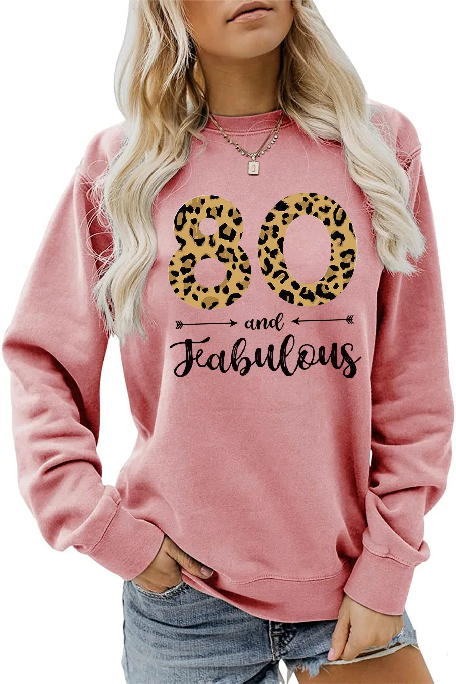 New autumn long-sleeved casual hoodie 80 And Fabulous printed ladies loose top with a round neck fashion jumper