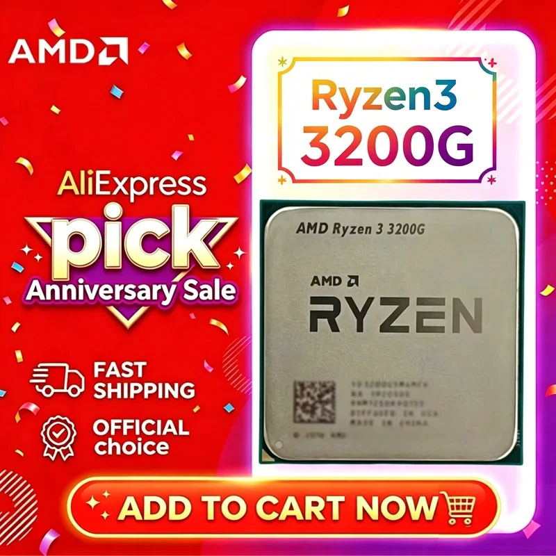 CPU AMD Ryzen 3 3200G R3 3200G Zen+ 12nm 4C4T 3.6-4.0GHz 4MB L3 APU Radeon Vega8 Graphics Socket AM4 (Producto sin Empaque)