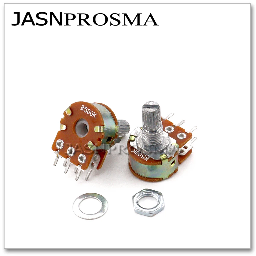 JASNPROSMA WH148 100PCS 6PIN 15MM 20MM B50K B100K B250K B500K B1M 50K 100K 250K 500K 1M potentiometer 148 Knob Double