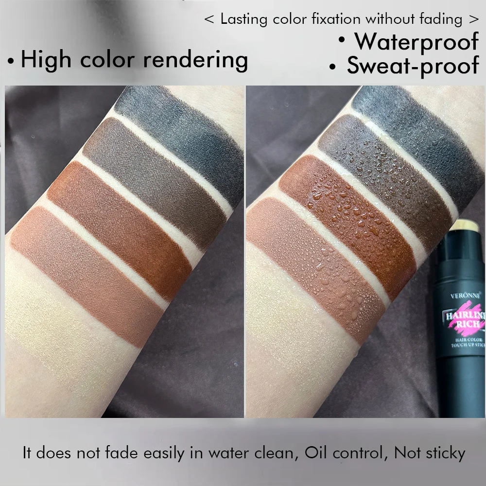 5 ألوان مقاومة للماء لخافي عيوب الشعر - غطاء فوري للشعر الرمادي، مظهر طبيعي، مقاوم للعرق ويدوم طويلاً للرجال والنساء