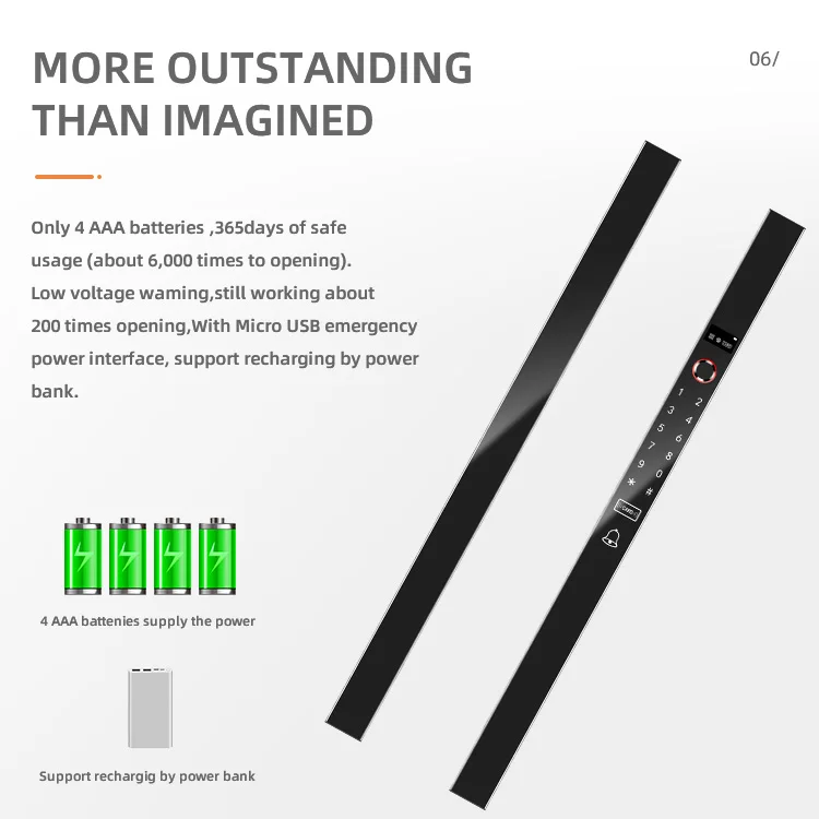 VIANS APP 80CM باب مزدوج قفل كهربائي ذكي بطاقة بصمة الإصبع الرقمية قفل الباب بكلمة مرور مقبض طويل نظام الوصول إلى الفندق #3