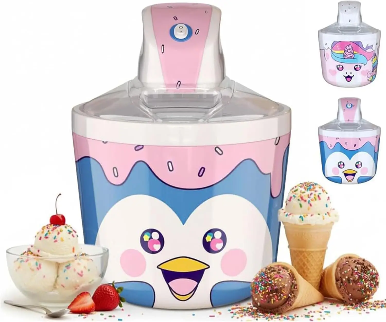 

Electric Ice Cream Maker Machine for Kids, Countertop Soft Serve Sorbet Gelato Frozen Yogurt Maker, Easy Clean Dessert Maker for