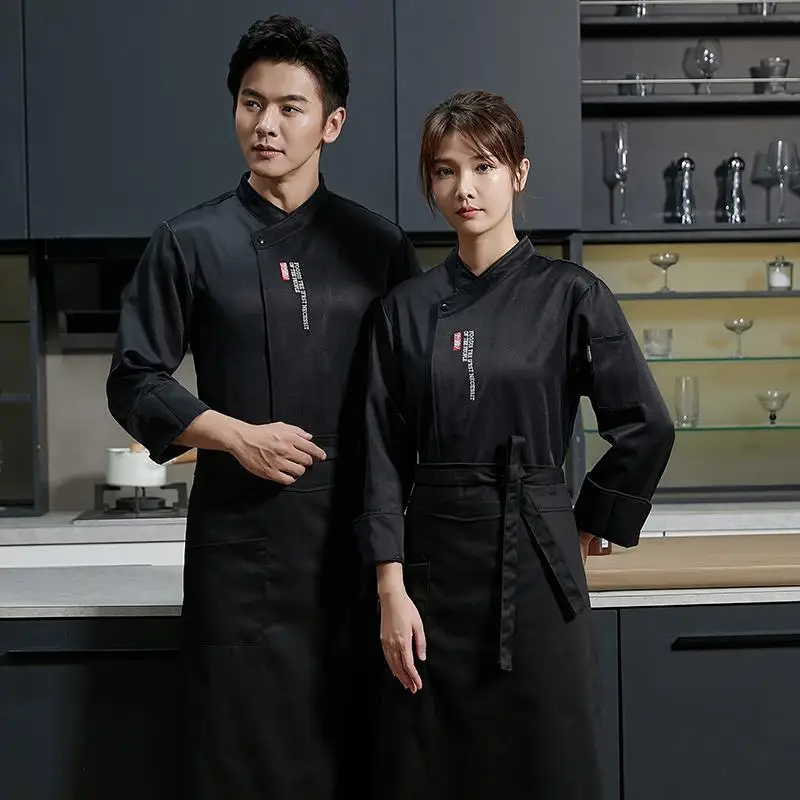 Overalls Men's Long Sleeve Chef's Uniform Kitchen Catering Restaurant Hotel Work Clothes Canteen Autumn and Winter